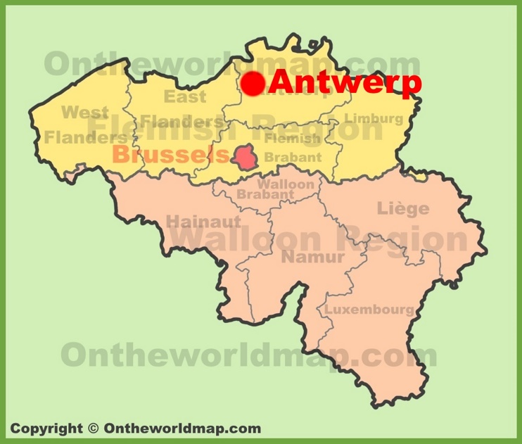 Antwerp location on the Belgium Map