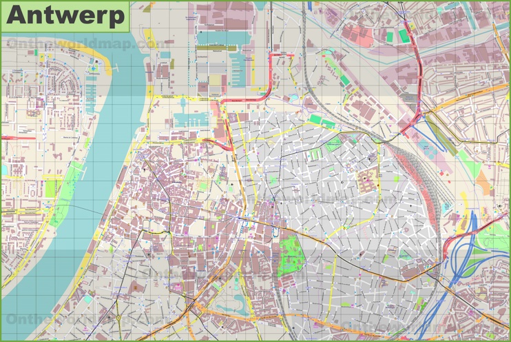 Large detailed map of Antwerp