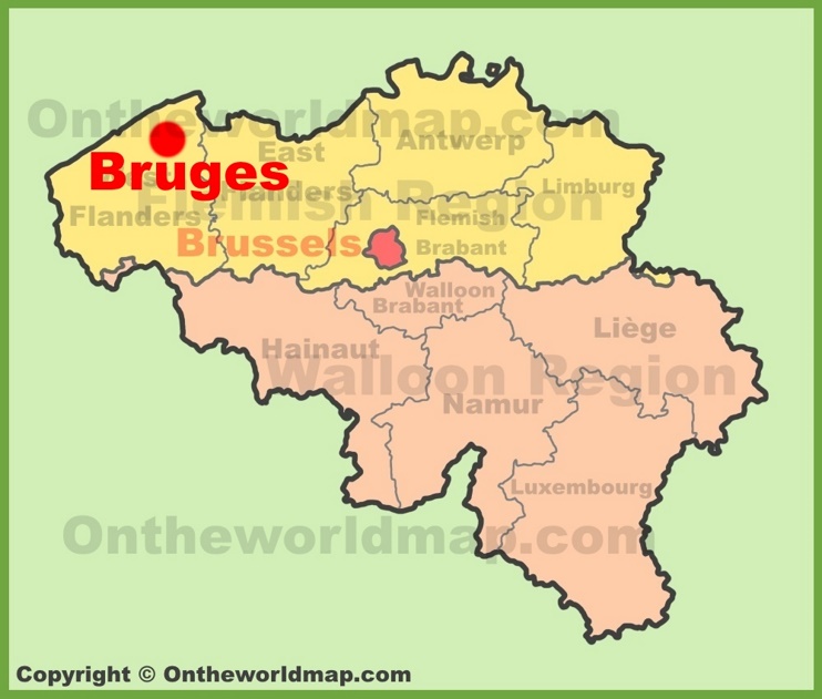 Bruges location on the Belgium Map
