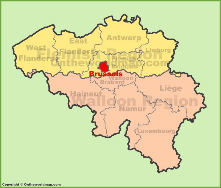 Brussels location on the Belgium Map