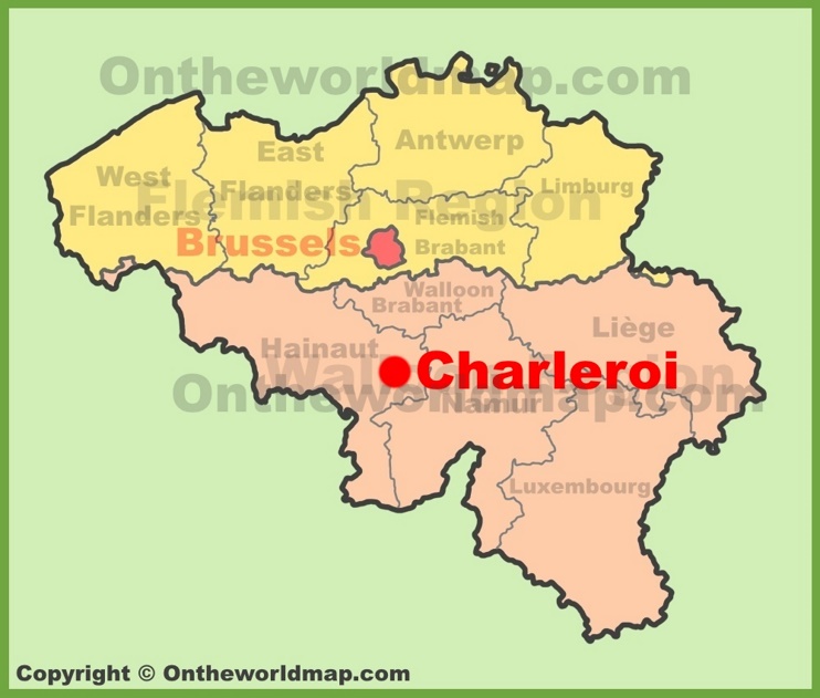 Charleroi location on the Belgium Map