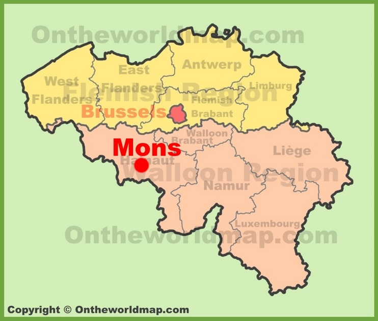 Mons location on the Belgium Map