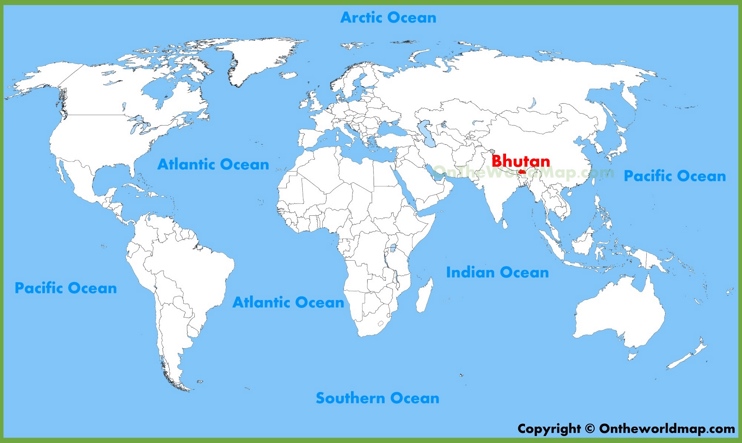 Bhutan location on the World Map 