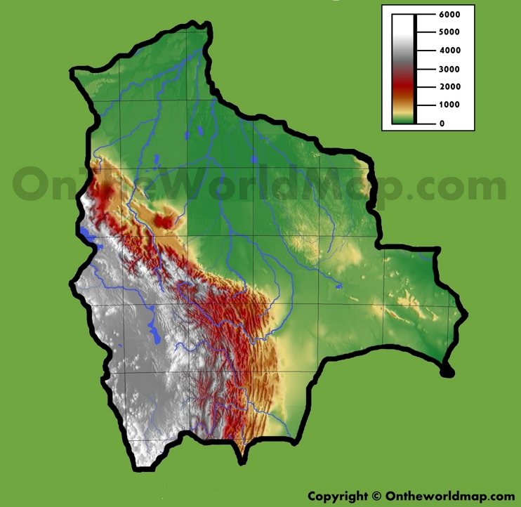 Mapa fisico de Bolivia