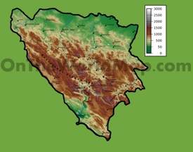 Bosnia and Herzegovina physical map