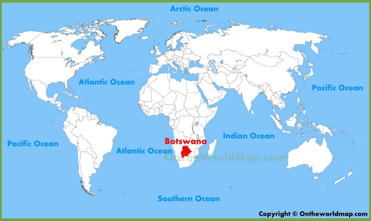 Botswana location on the World Map 