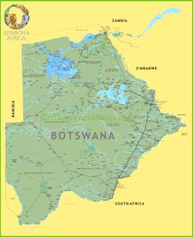 Large detailed map of Botswana