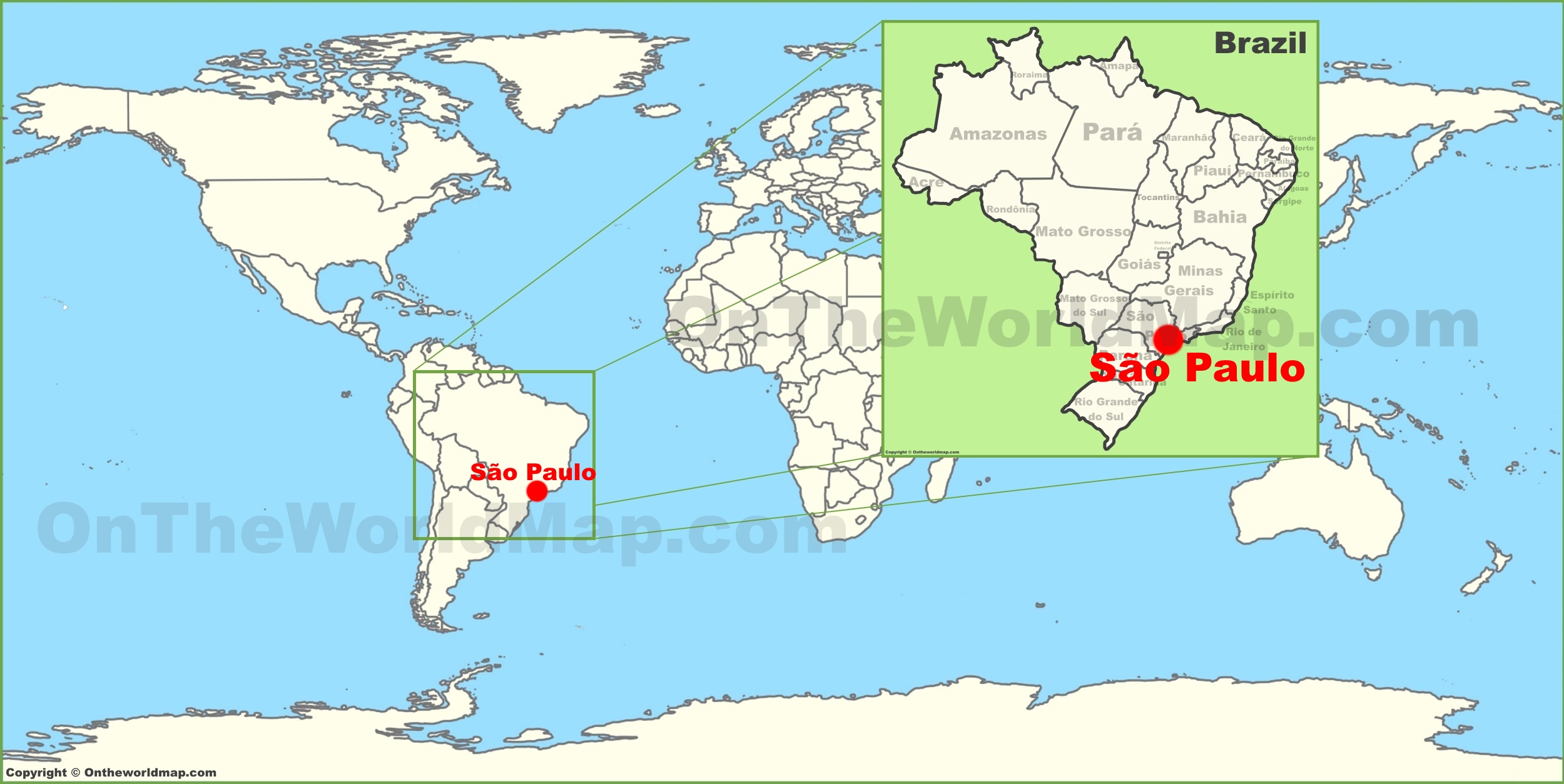 Sao Paulo On The World Map