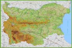 Large detailed road map of Bulgaria