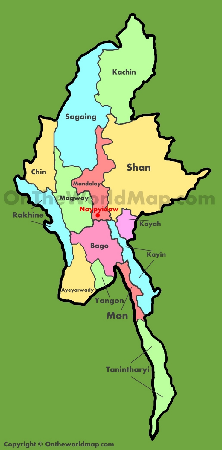 Administrative map of Burma