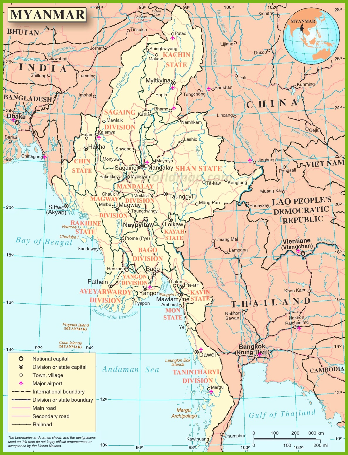 Detailed Burma Map
