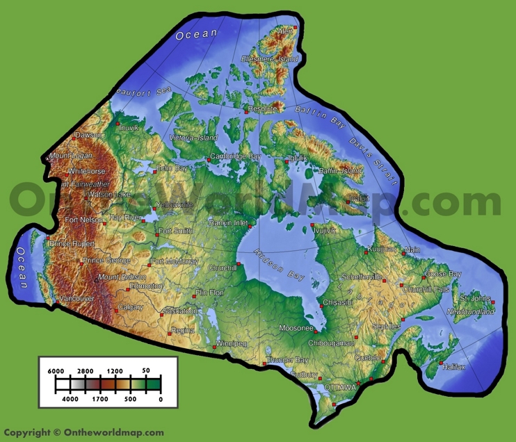 Canada physical map