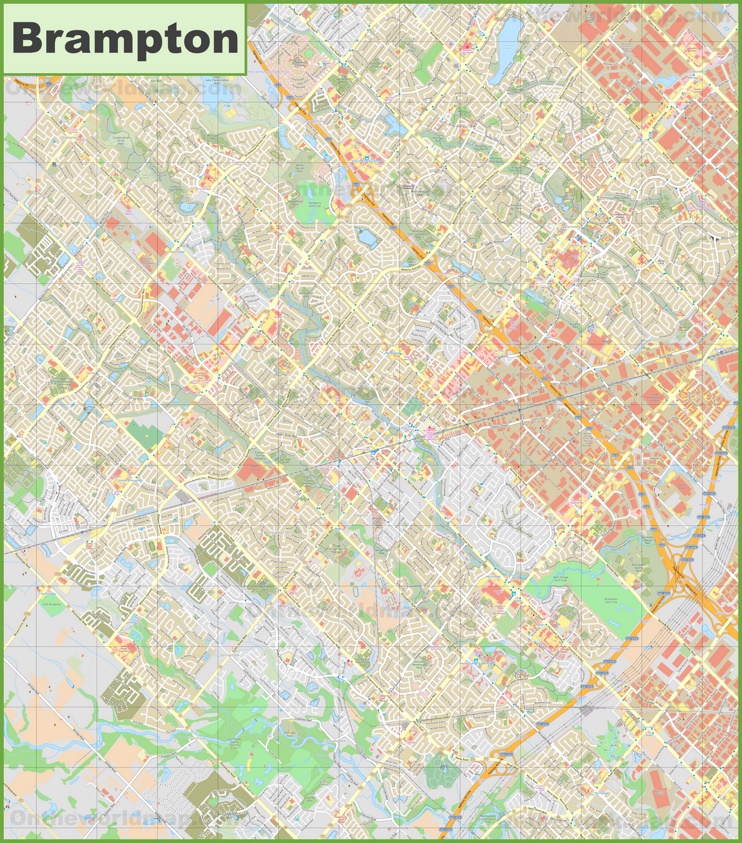 Large detailed map of Brampton
