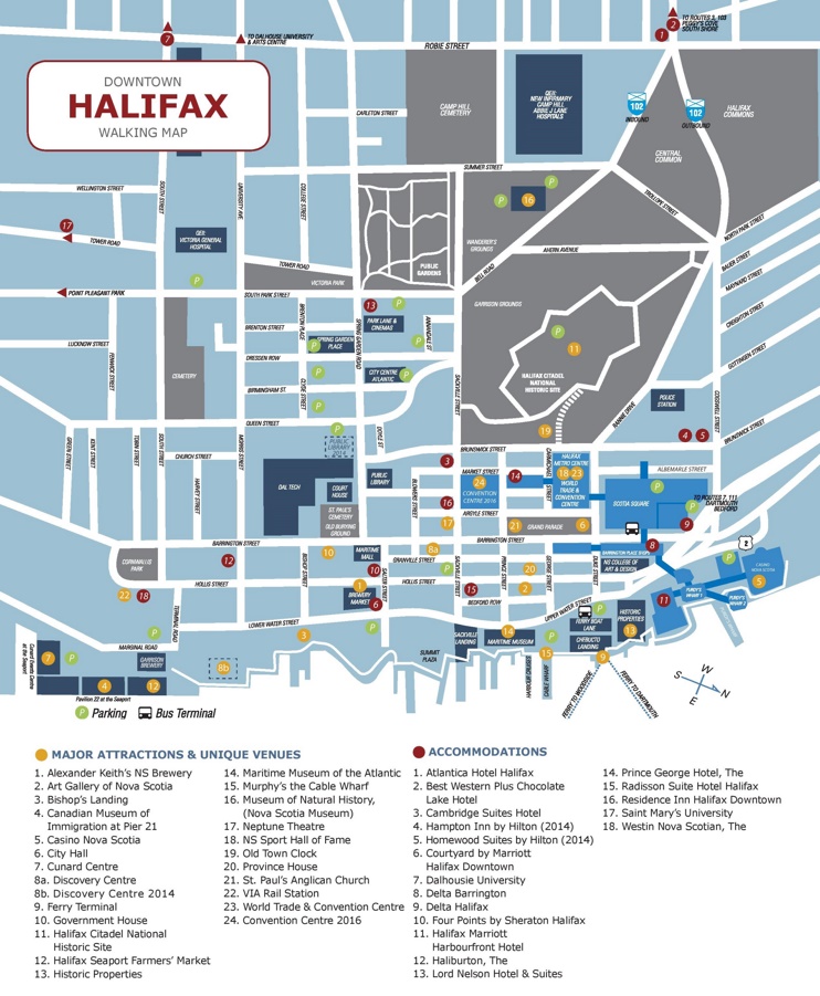 Halifax hotels and sightseeings map