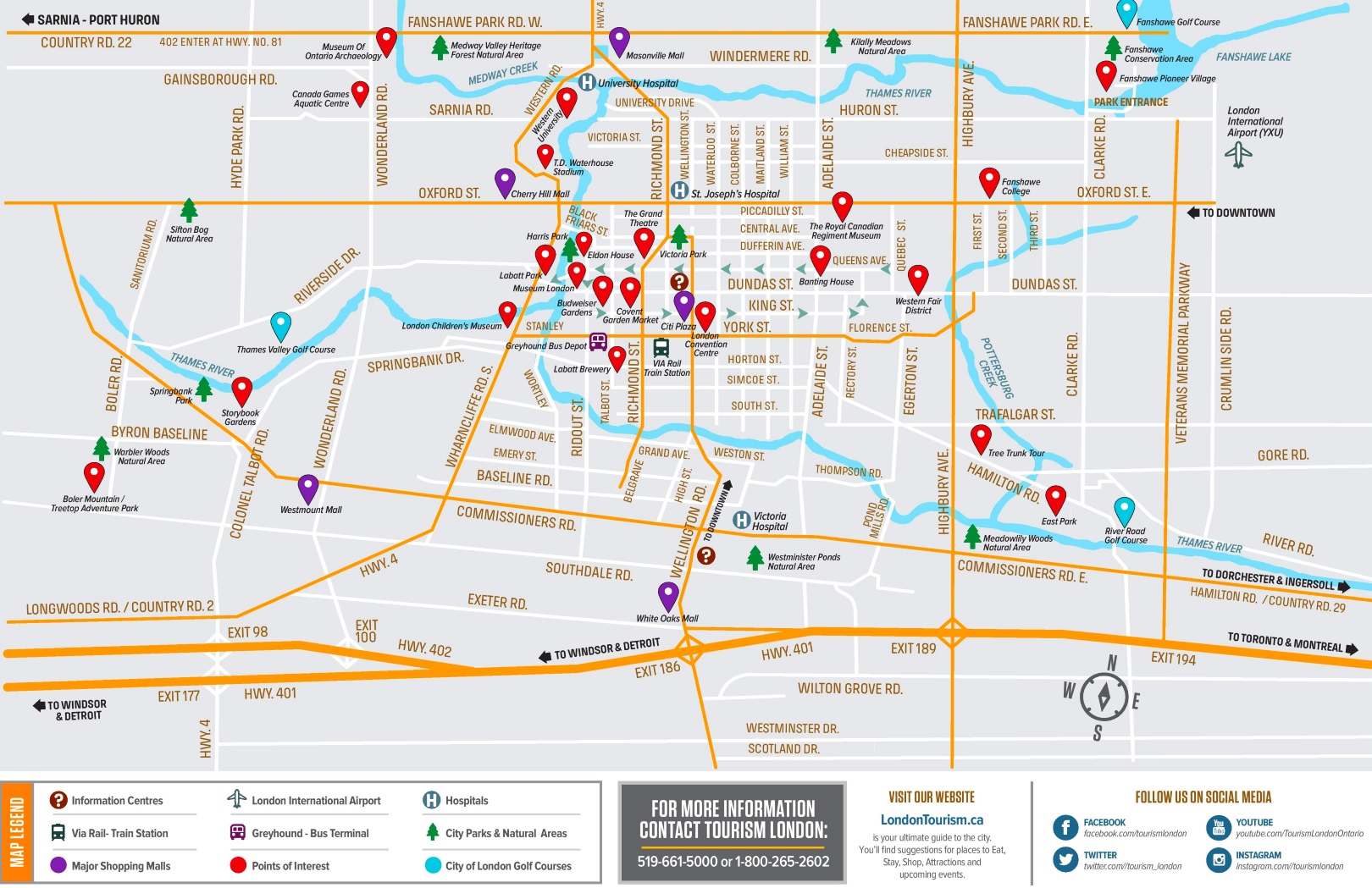 map of london ontario and surrounding area London Ontario Tourist Map map of london ontario and surrounding area