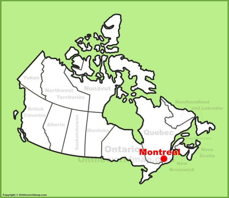 Montreal location on the Canada Map