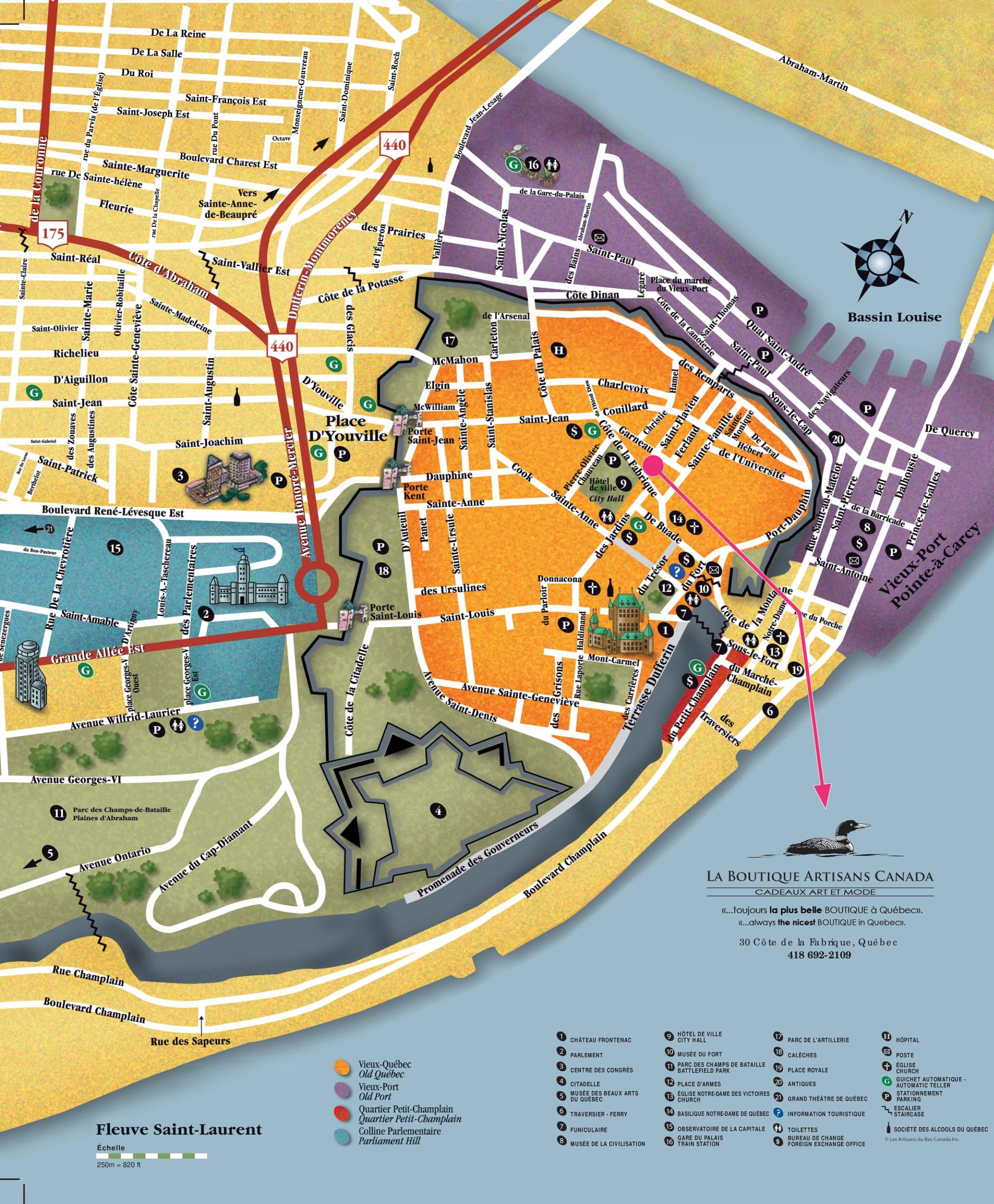 Quebec City sightseeing map