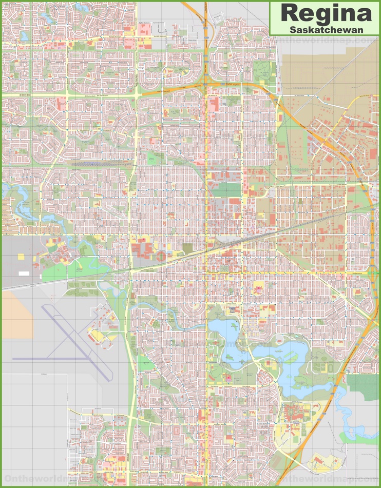 Large detailed map of Regina