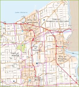 St. Catharines - Niagara Falls Area Road Map
