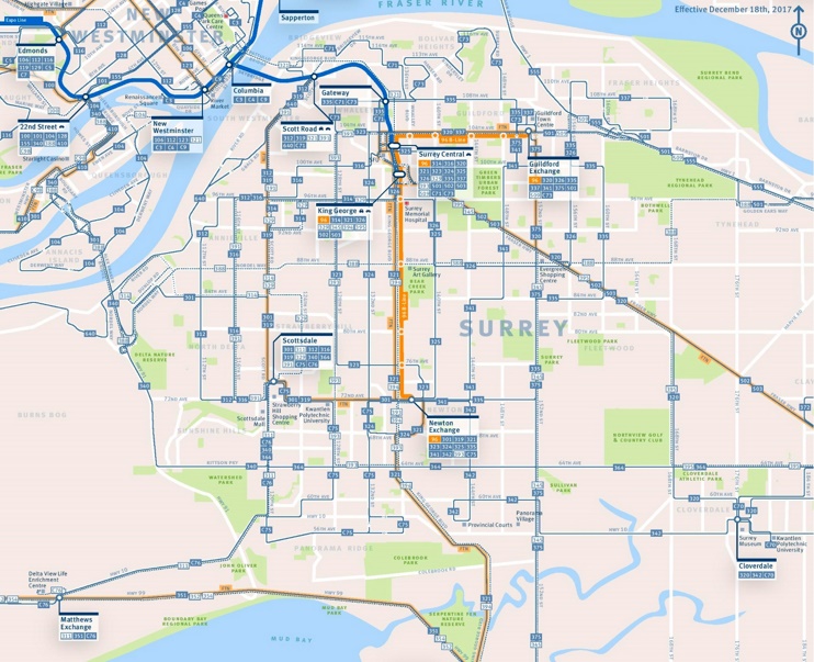 Surrey transport map