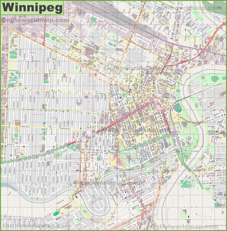 Large detailed map of Winnipeg
