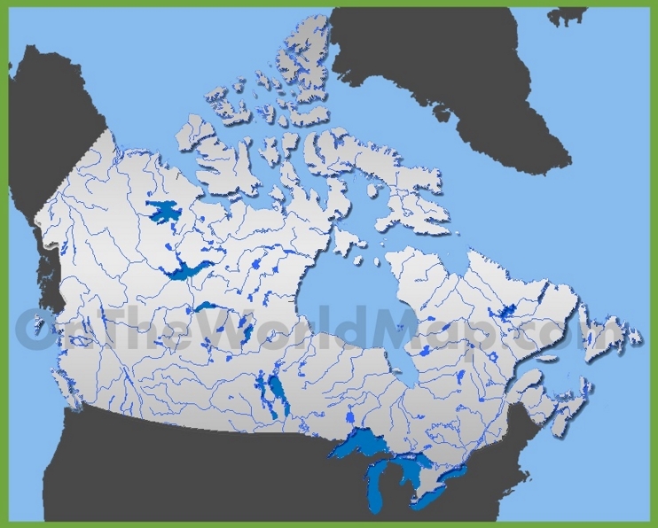 Map of rivers in Canada