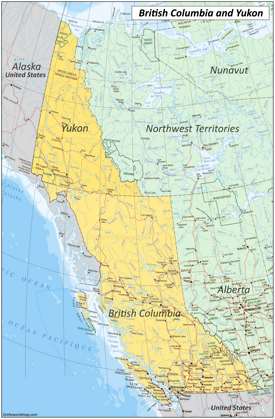 Map of British Columbia and Yukon Map of British Columbia and Yukon