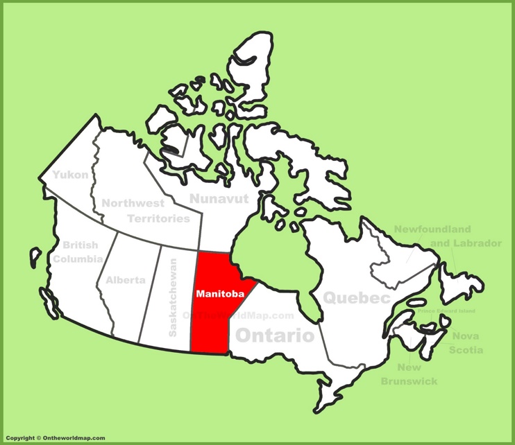 Manitoba location on the Canada Map
