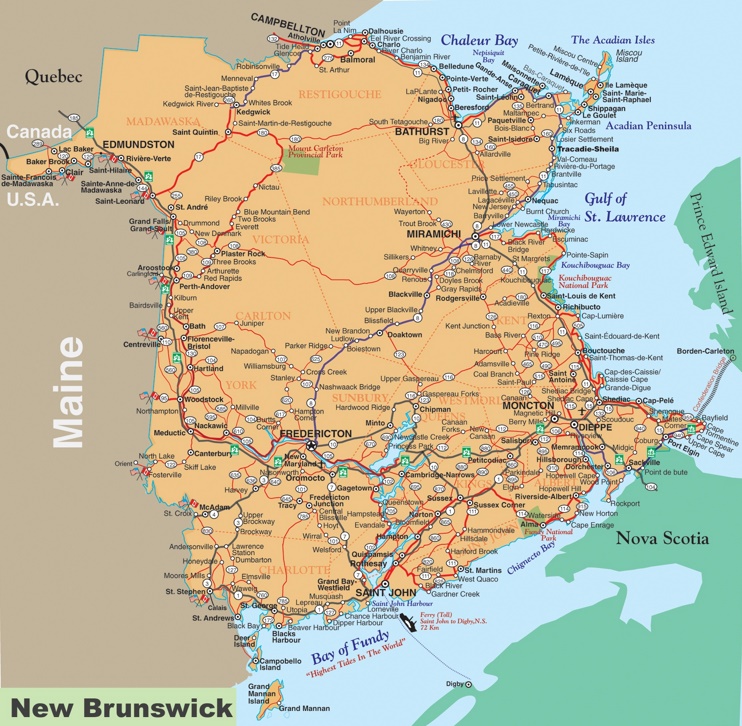 New Brunswick road map