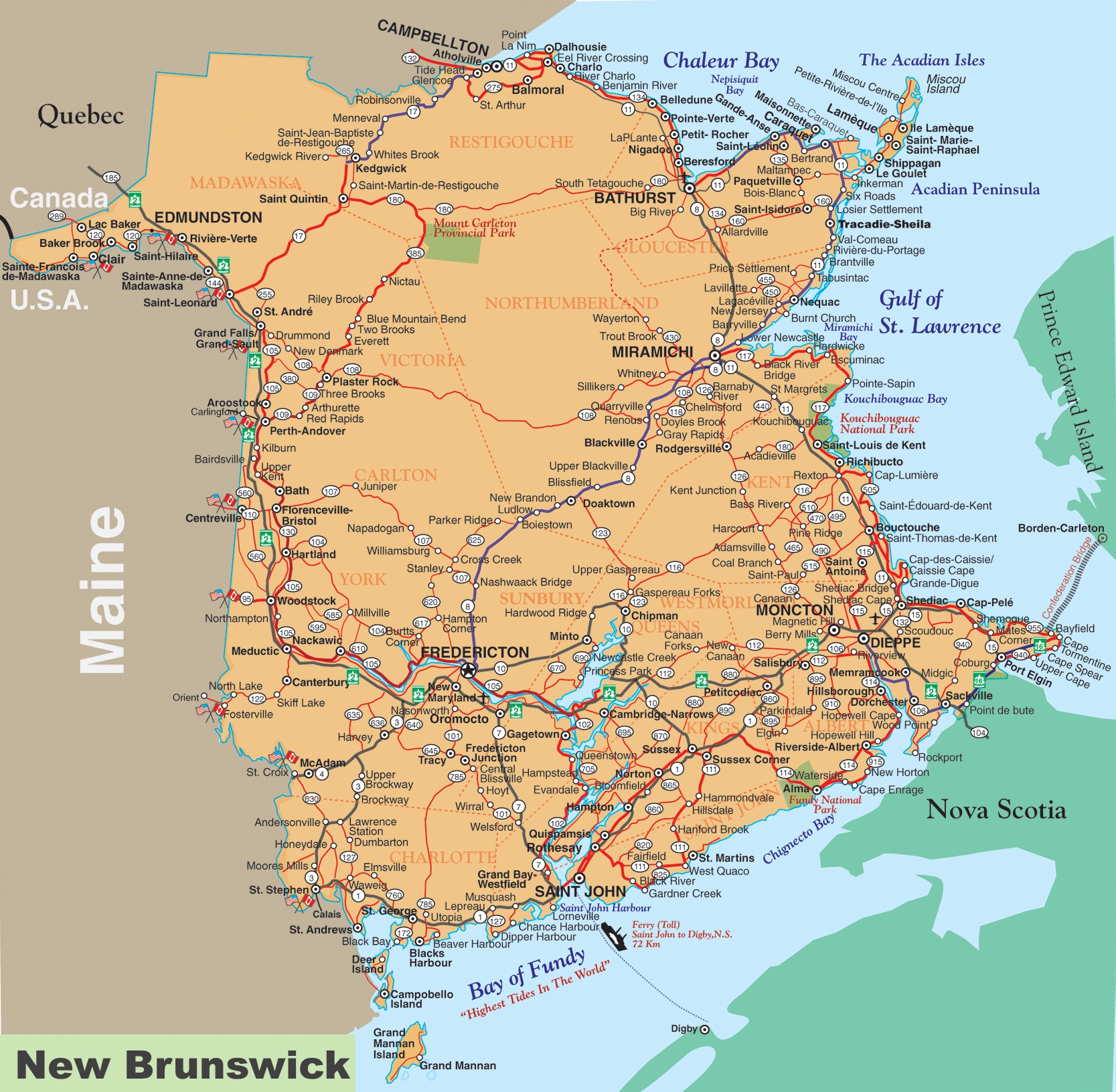 New Brunswick Road Map 