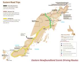 Eastern Newfoundland scenic driving routes map Eastern Newfoundland scenic driving routes map