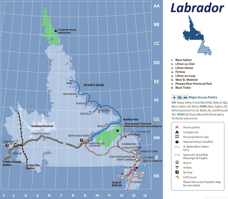 Labrador Tourist Map Labrador Tourist Map