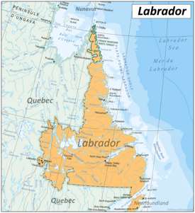Map of Labrador with towns Map of Labrador with towns