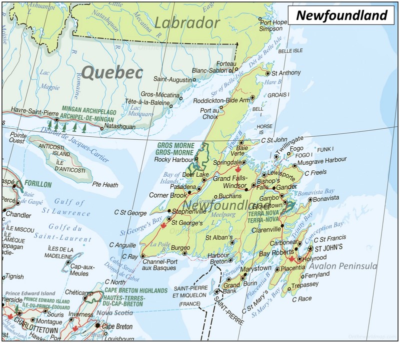 Newfoundland Road Map Newfoundland Road Map