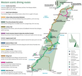 Western Newfoundland scenic driving routes map