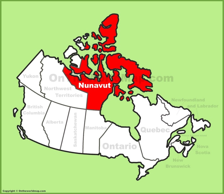 Nunavut location on the Canada Map