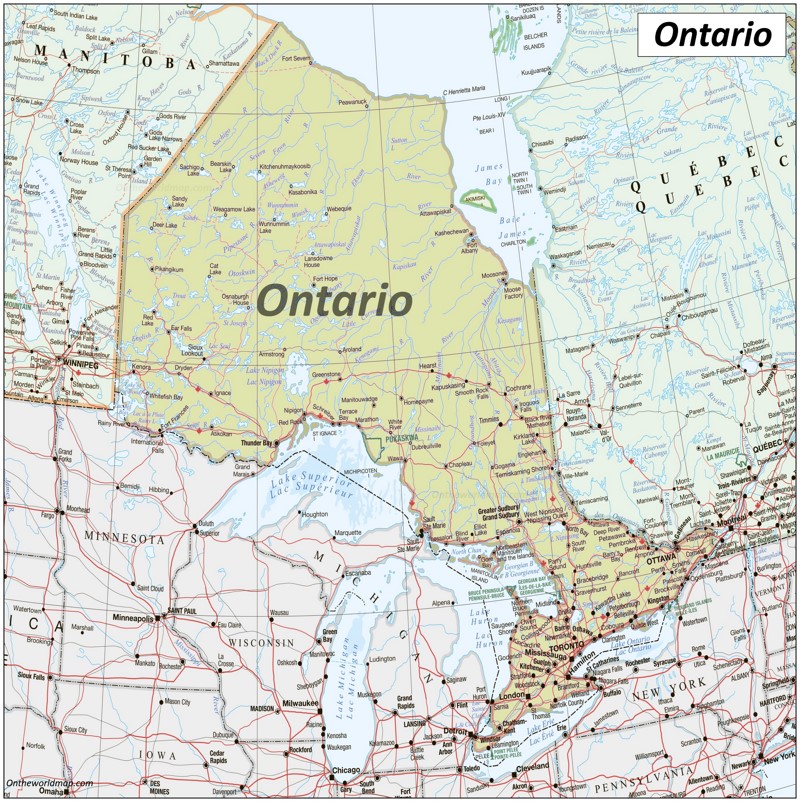 Map of Ontario with cities and towns Map of Ontario with cities and towns
