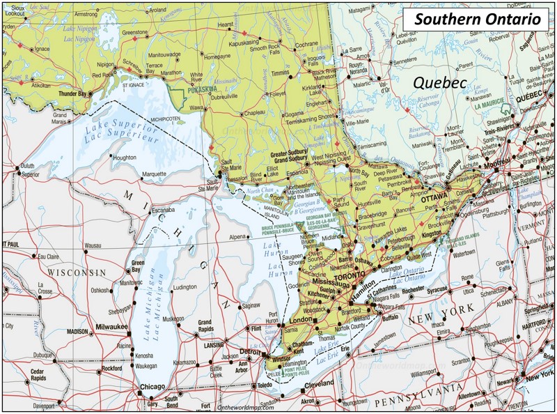 Map of Southern Ontario Map of Southern Ontario