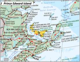 Prince Edward Island area road map Prince Edward Island area road map