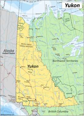 Large detailed map of Yukon with cities and towns Large detailed map of Yukon with cities and towns