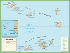 Large detailed cape Verde Road map
