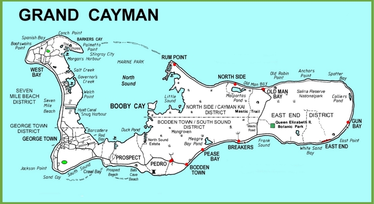 Large detailed Grand Cayman map