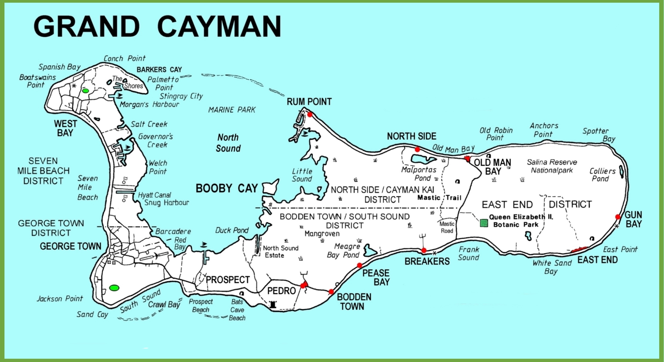 Large detailed Grand Cayman map