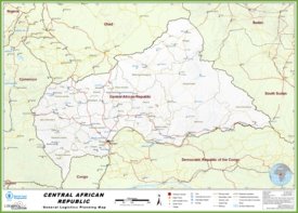 Large detailed road map of Central African Republic