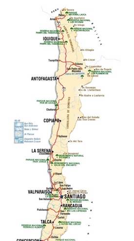 Chile tourist map