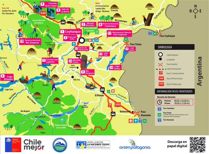 Tourist Map of Surroundings of Coyhaique