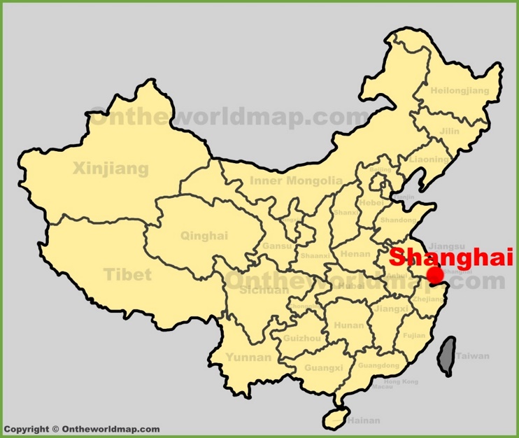 Shanghai location on the China map