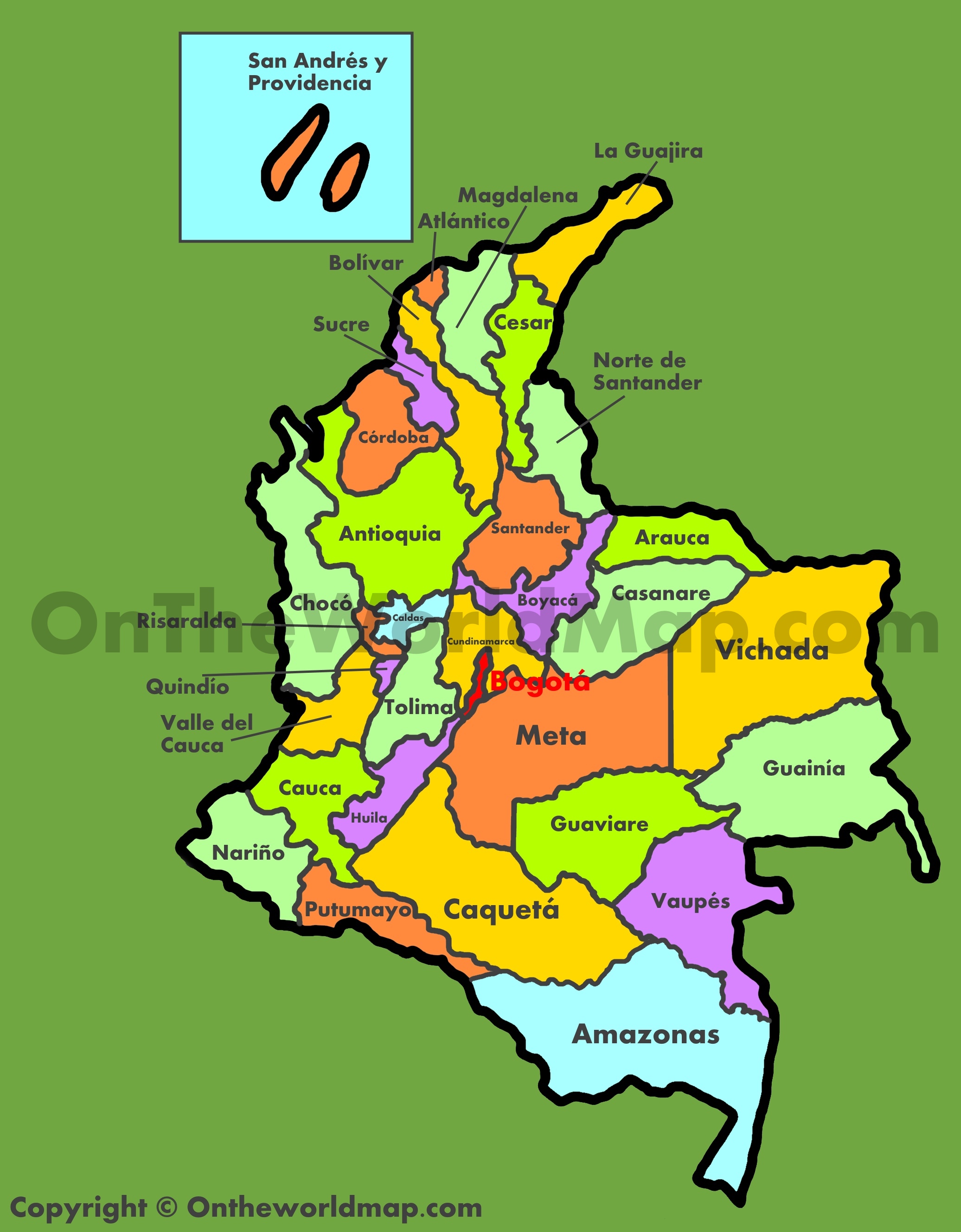 Administrative Map Of Colombia Ontheworldmap