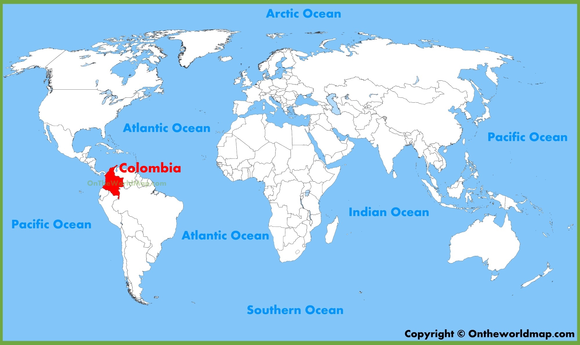 Colombia location on the World Map