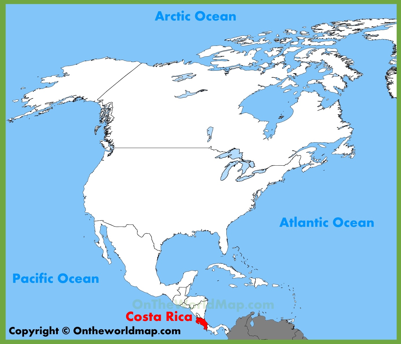 Costa Rica Location On The North America Map